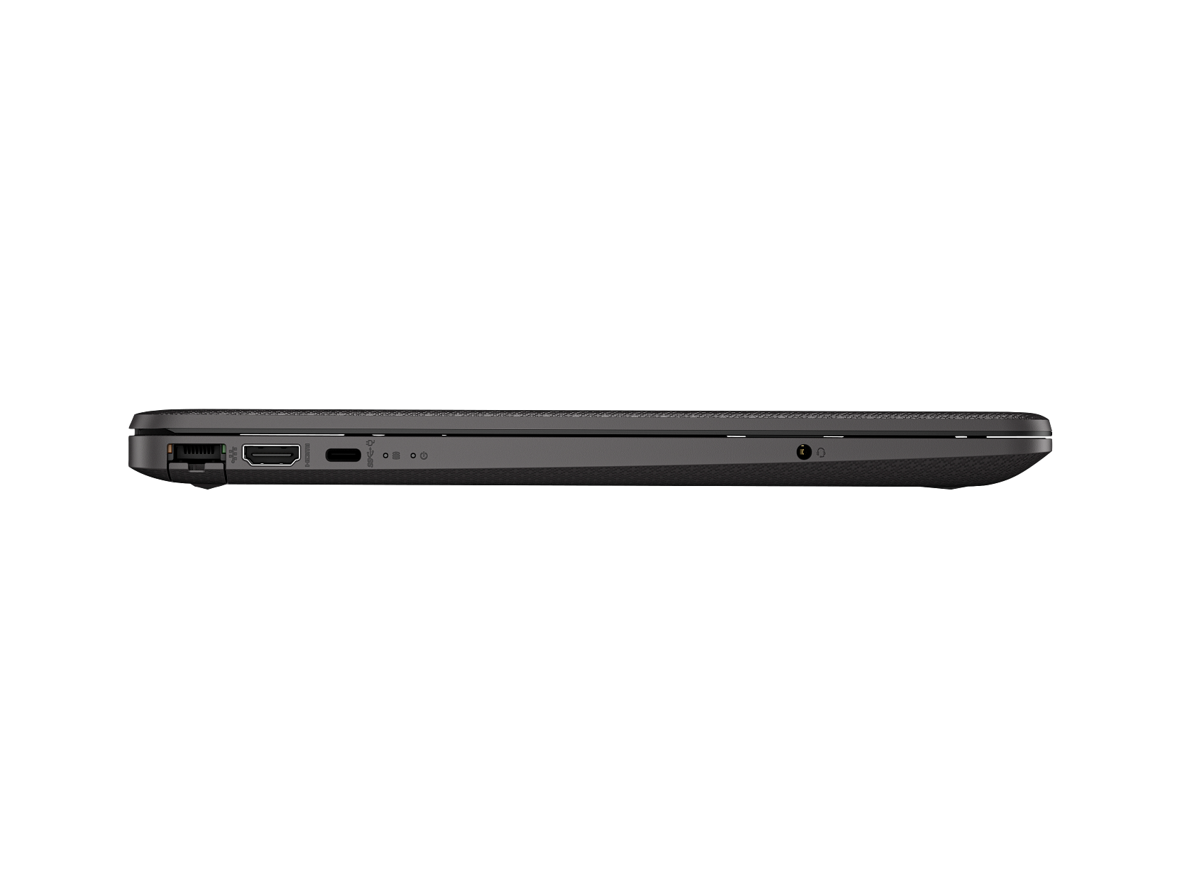 HP 250R G9 15.6-inch laptop in Dark Ash shown from the left profile on a white background.