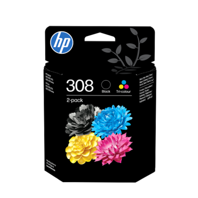 HP 308 2-Pack Black/Tri-color Original Ink Cartridge Combo (6L6S6UE)